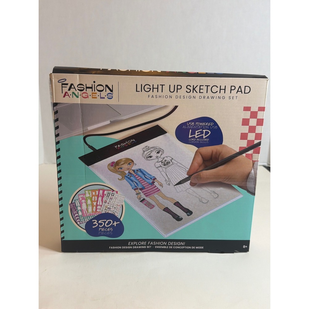 Fashion Angels Light Up Sketch Pad Fashion Design Drawing Set LED‎ USB Powered